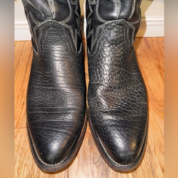 Valentino Palomino 932 Black Mens Size 10.5 EE Leather USA Cowboy boots GUC - Picture 2 of 13